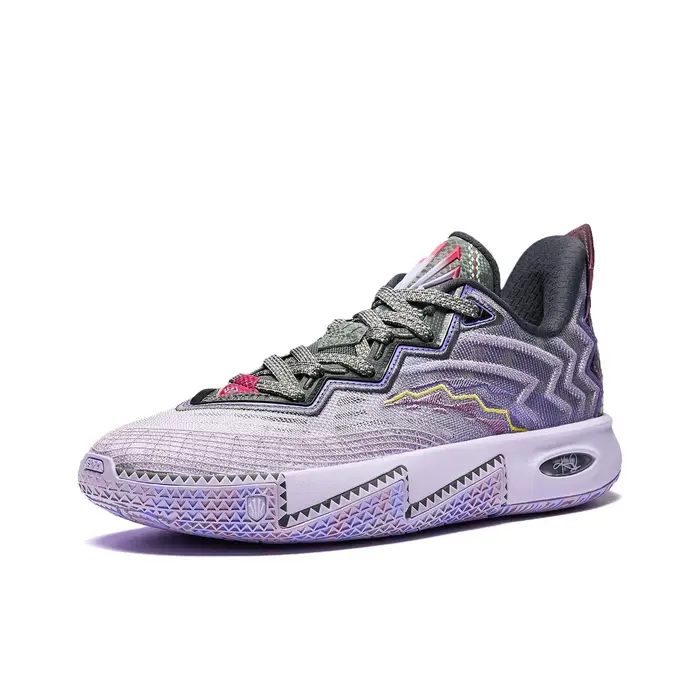 Anta KAI 2 Textile, Chaussures de basketball basses en cuir synthétique avec plaque de carbone au milieu du pied pour homme Gris Violet 112541111-3