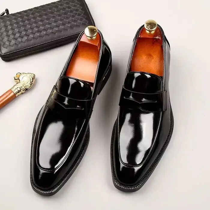 Chaussures pour hommes, cuir véritable, pied de costume, costume d'affaires, style, cuir pur, boucle