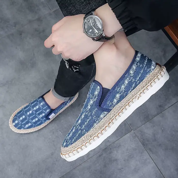 2026 mocassin masculin respirant chaussures en toile décontractées semelle intérieure en chanvre