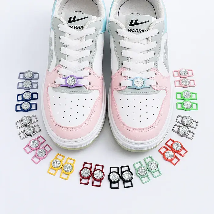 Luxueux pierres précieuses diamant lacets décoratifs boucle en métal chaussures breloques couleur la