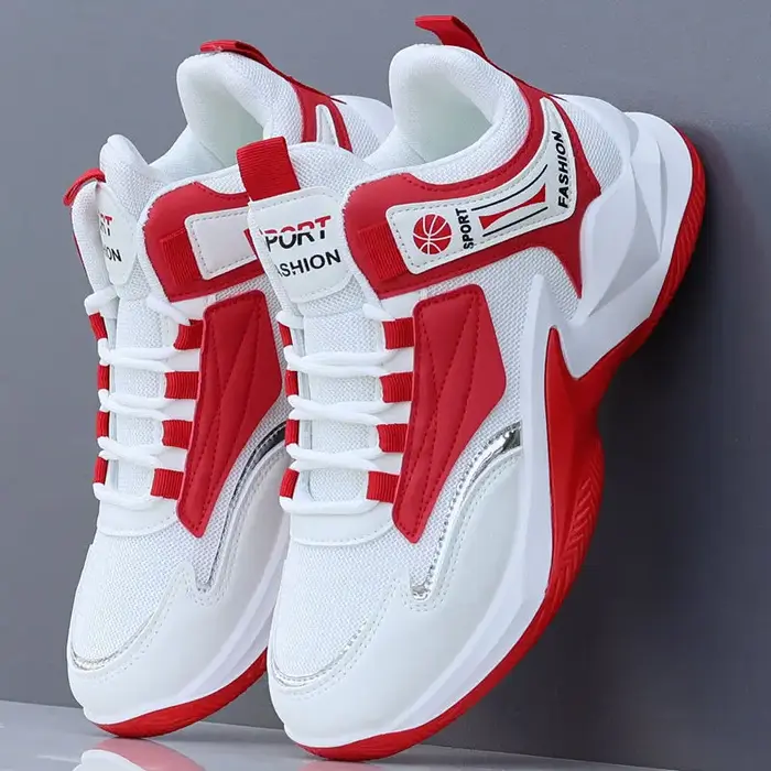 Chaussures de basket-ball montantes rouges pour hommes