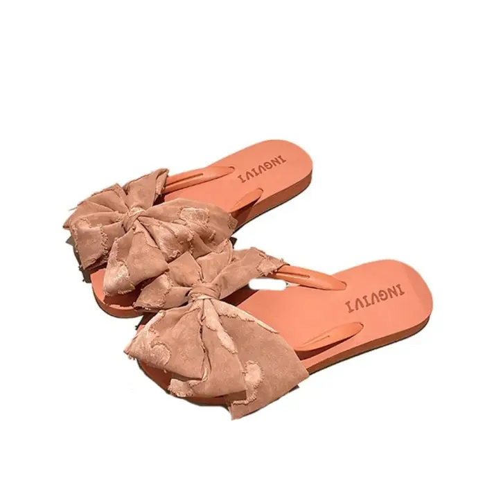 Tongs à nœud papillon à semelle souple tendance