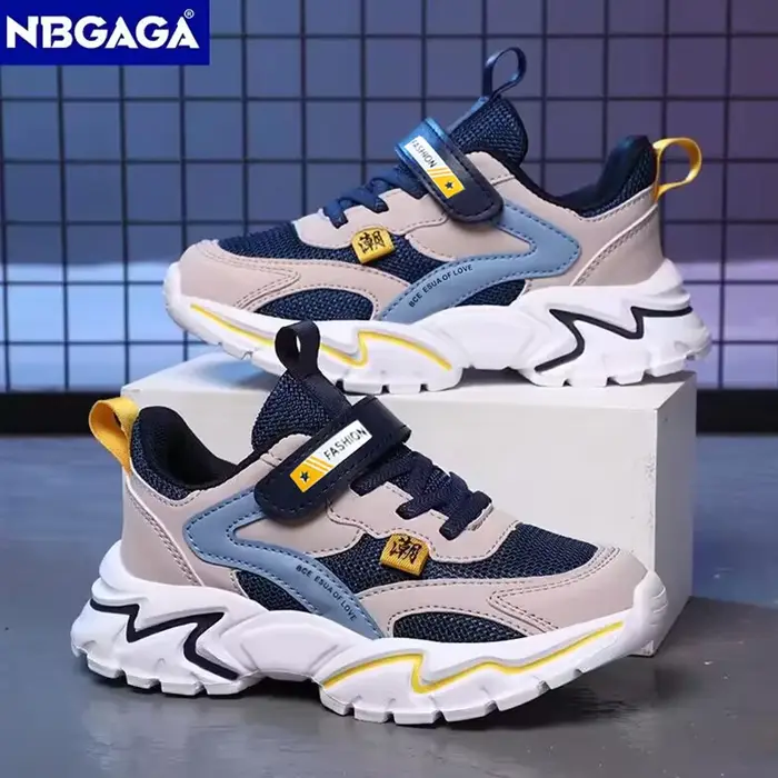 Chaussures de sport en cuir pour enfants, baskets respirantes pour enfants, chaussures de marche décontractées, chaussures de course en plein air pour garçons, maille confortable, mode