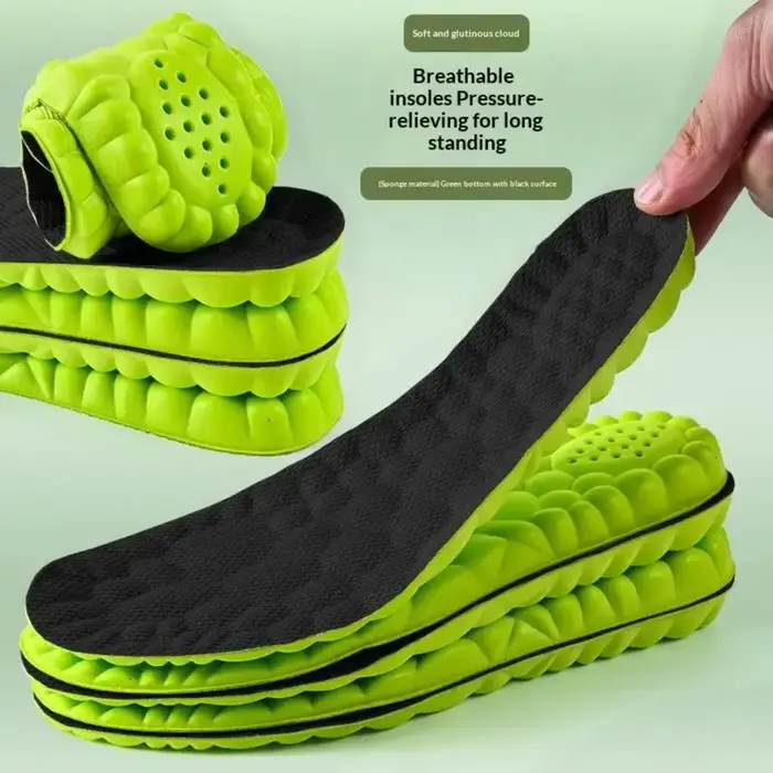 Semelles de sport 4D super douces, absorption des chocs, soutien de la voûte plantaire, coussinets orthopédiques pour la course et le basketball