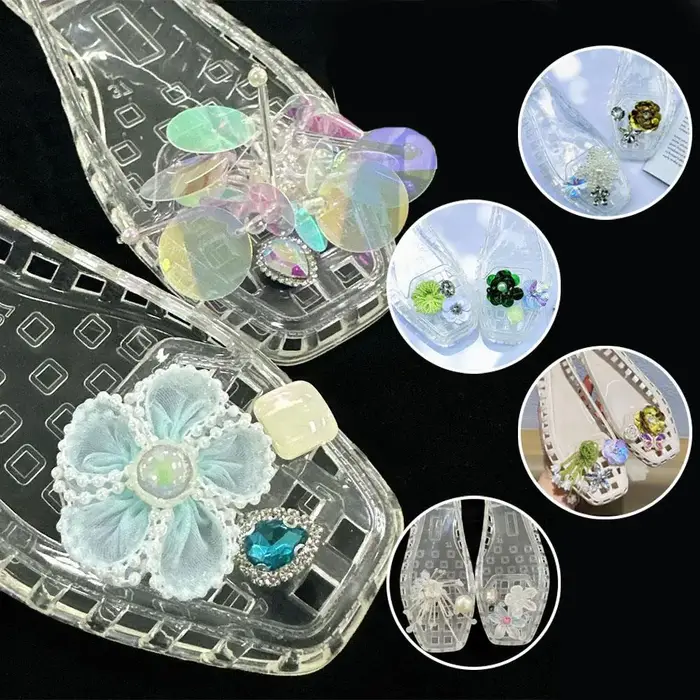 Breloques de chaussures en métal à fleurs brillantes