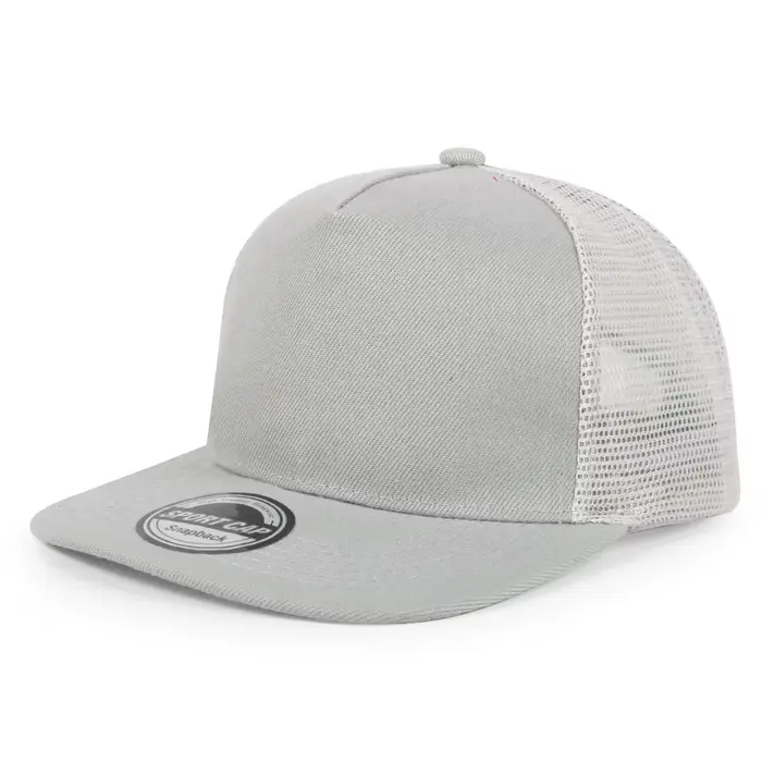 Casquettes en maille à bord plat de couleur unie avec logo imprimé personnalisé