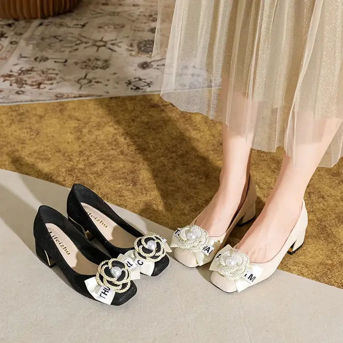 2025 grande taille chaussures pour femmes mode pompes Sexy fille fleurs talons hauts