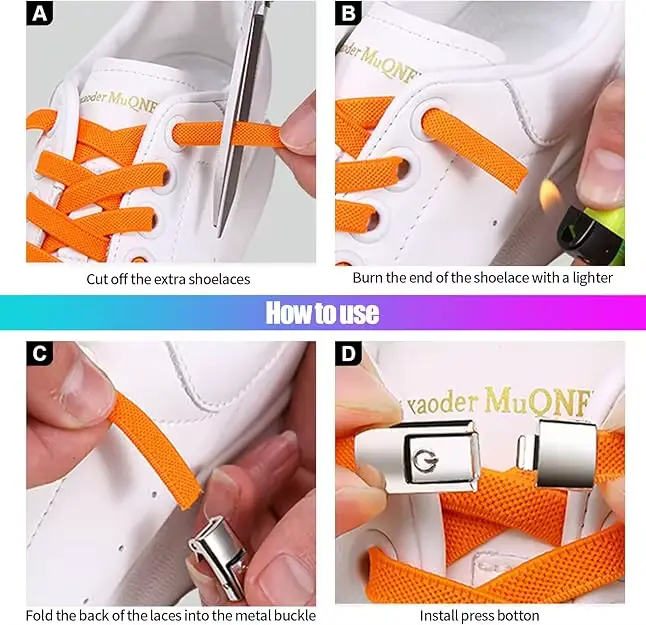 10 pièces lacets boucle serrure métal à dégagement rapide sans cravate lacets de chaussures élégant presse-sur boucle serrures-sans tracas, ajustement réglable
