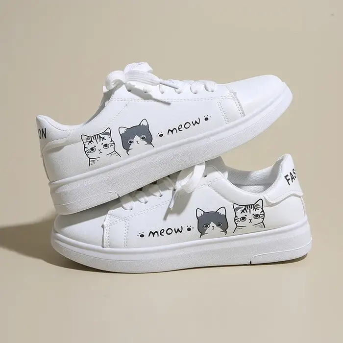 2025 printemps femmes chaussures de sport mode respirant vulcanisé chaussures mignon chat dessin ani