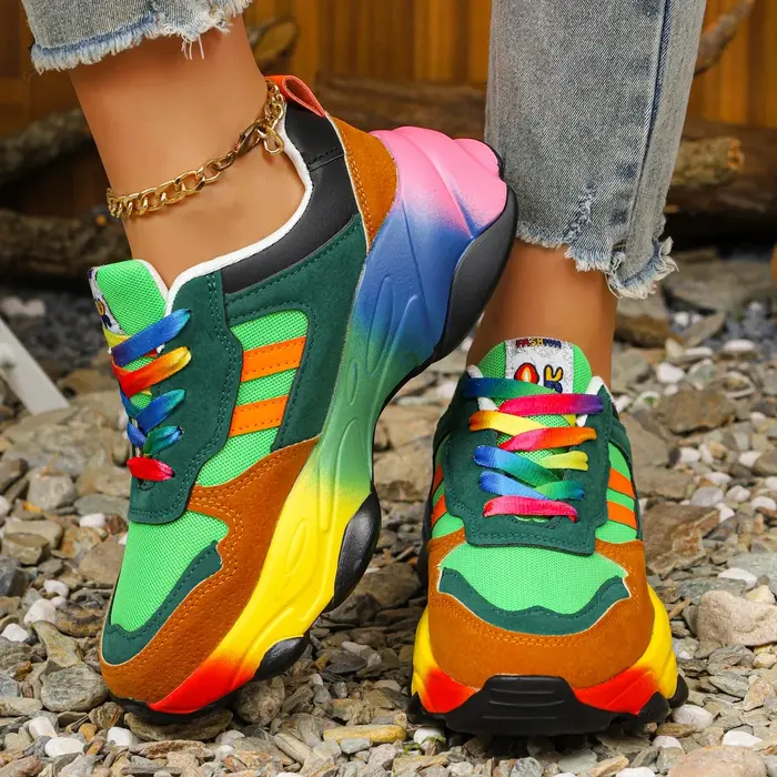 Femmes baskets De course mode coloré espadrilles décontractées femmes confort à lacets en plein air plate-forme chaussures pour femmes Zapatos De Mujer