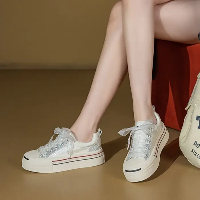 CICIYANG Baskets pour femmes, Nouvelle collection Printemps 2026, en cuir croûte, à semelle épaisse,