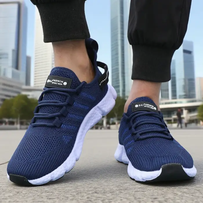 Chaussures de course pour hommes léger à semelles souples maille respirant à lacets
