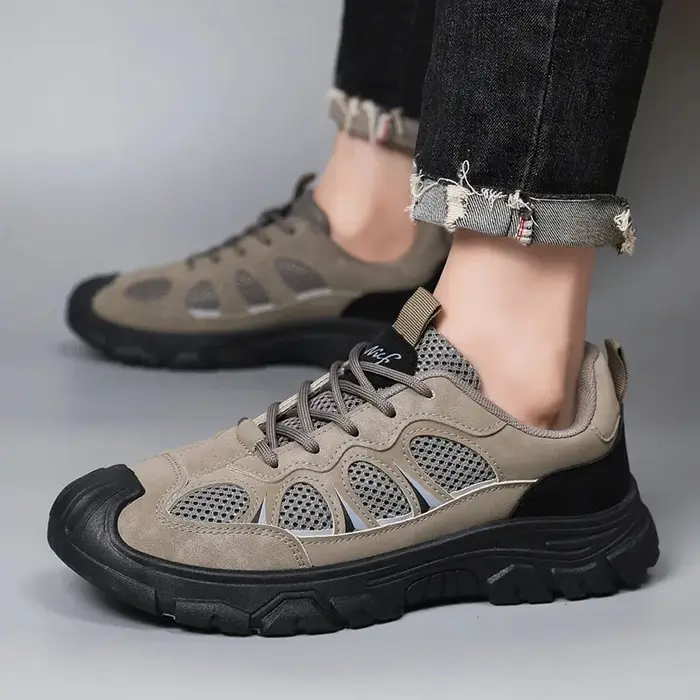 Oulylan nouveaux hommes à semelles souples respirant maille chaussures de sport chantier de Construction confortable