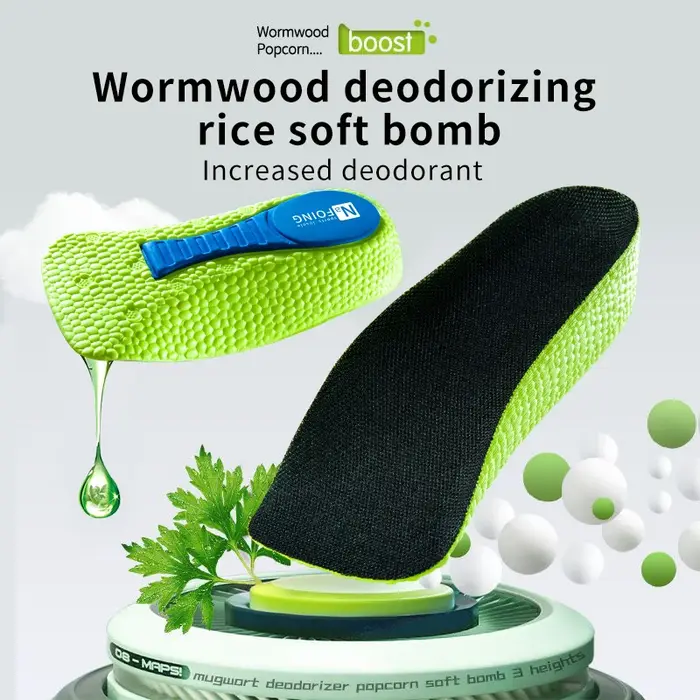 Semelles intérieures d'augmentation de la hauteur en mousse à mémoire de forme pour hommes femmes chaussures pieds