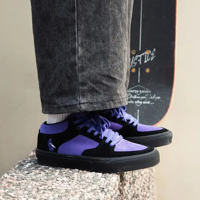 Goluck violet chaussures de skateboard pour hommes athlétique Sneaker mi-haut anti-dérapant décontracté en cuir souple à lacets respirant Tennis