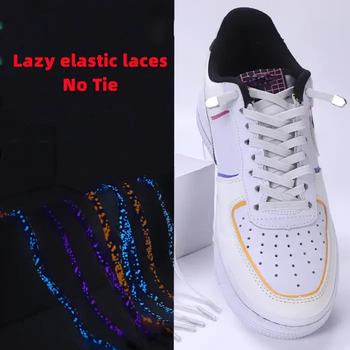 Réflexion lumineuse sans cravate lacets de chaussures lacets élastiques baskets d'extérieur sécurité