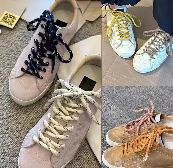 1 paire DE lacets DE corde ronde en sergé à fil DE points Sneaker chaussures DE Sport DE formation en cuir blanc