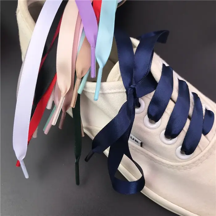 Lacets de chaussures en soie ruban de Satin lacets plats femmes baskets lacet bottes lacets pour cha