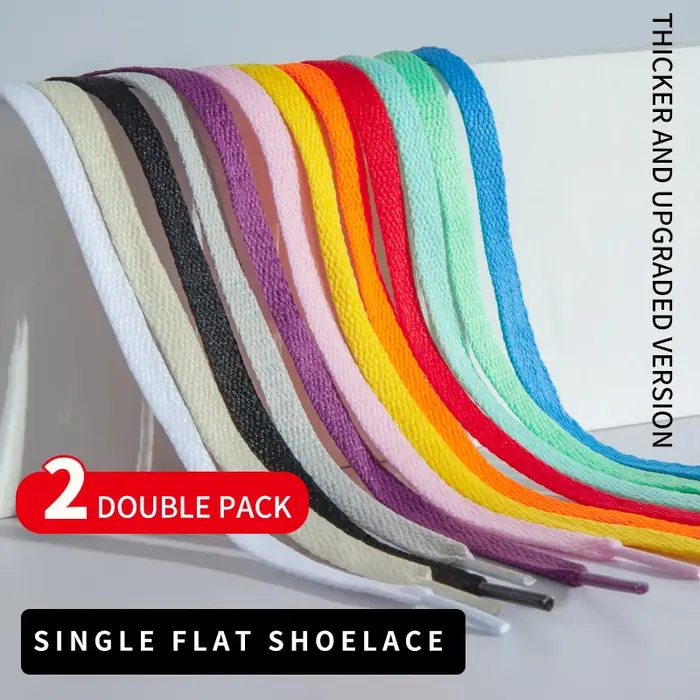Lacets plats épais pour baskets, 36 couleurs, sans élasticité, lacets blancs et noirs, lacets de cha