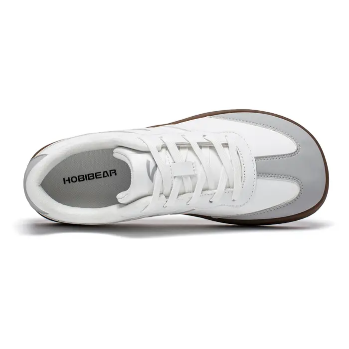HOBIBEAR chaussures à bout large unisexe baskets en cuir artificiel décontracté à lacets chaussures
