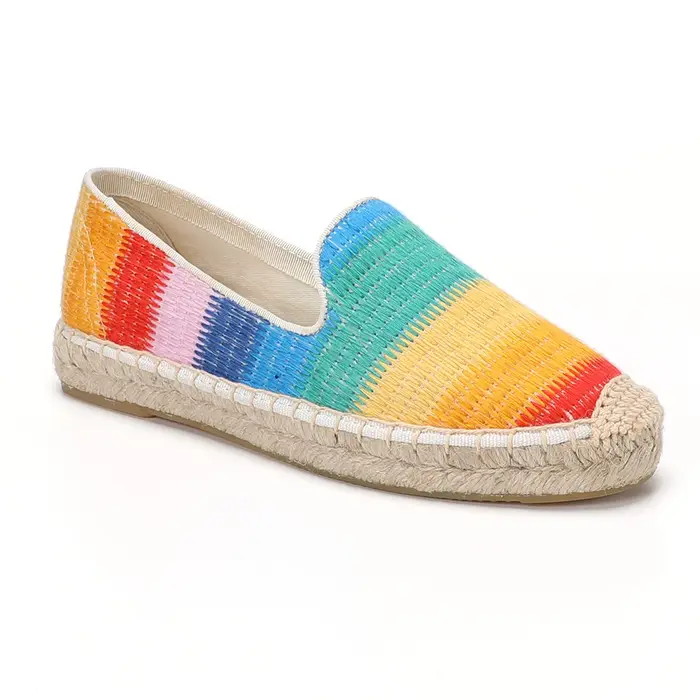 Soldes : Chaussures pour femme - Ballerines en toile à enfiler décontractées à bout rond, Espadrille