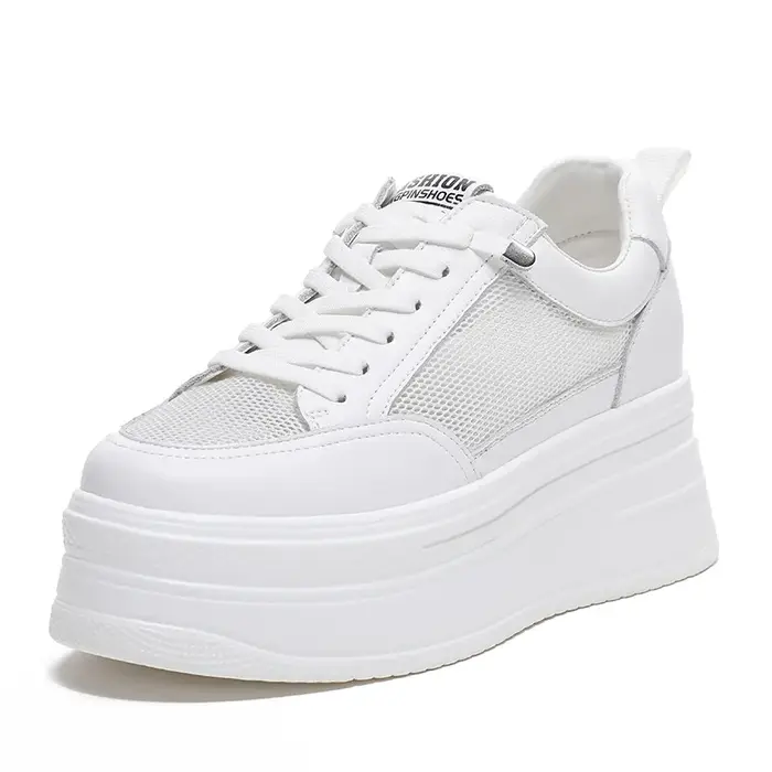 2025 8cm en cuir véritable femmes chaussures décontractées grosses baskets plate-forme compensée tal