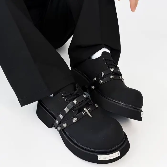 Hommes femmes à semelles épaisses grosse tête rétro Derby chaussures mode haute qualité en cuir