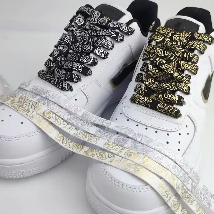 Dorure lacets de chaussures plats lacets de fleur de cajou pour baskets peint à la main sport décont