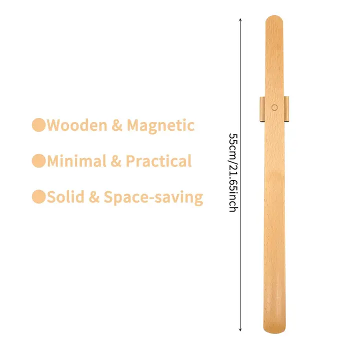 Klaxon à chaussures à manche long en bois de hêtre de qualité supérieure de 55 cm – Base magnétique sans courbure pour