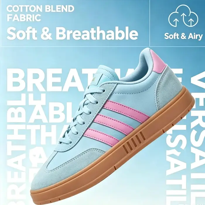 Chaussures de skate authentiques en daim cyan rose avec semelle en caoutchouc