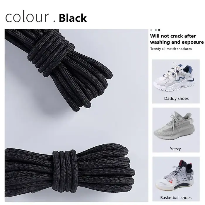 Yezy-Lacets Ronds en Polyester Blanc Cassé pour Chaussures de dehors, Baskets Lumineuses Originales,