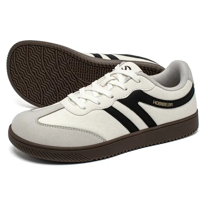 HOBIBEAR chaussures à bout large hommes femmes tissu minimaliste Sneaker à lacets chaussures de marc