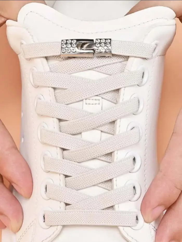 Lacets de chaussures sans nœuds avec boucle diamant