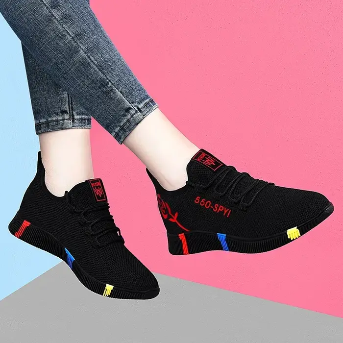 Tenis Feminino 2026 Chaussures décontractées pour femmes en maille respirante légères et souples Baskets plates à lacets