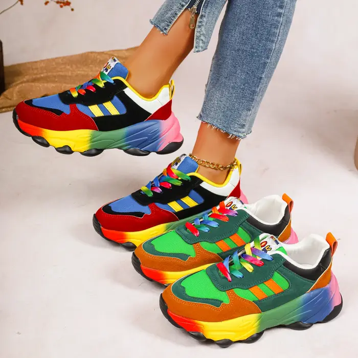 Femmes baskets De course mode coloré espadrilles décontractées femmes confort à lacets en plein air plate-forme chaussures pour femmes Zapatos De Mujer