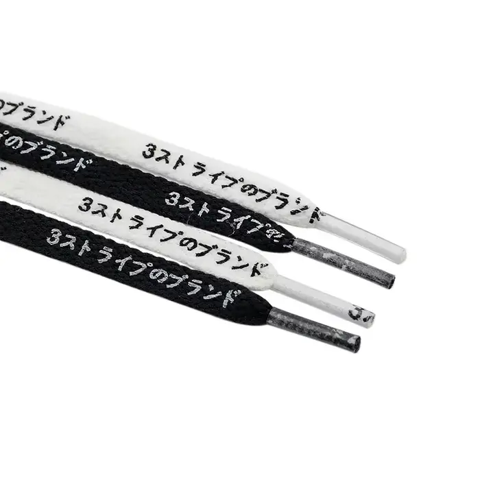 Coolstring 8mm japonais noir blanc lettre impression lacets avec impression pour coureur toile chaus