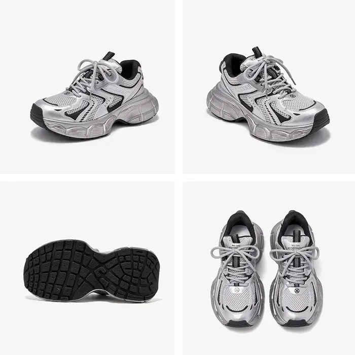 BEAUTODAY-Baskets épaisses en maille respirante pour femmes, chaussures de sport, faites à la main, 