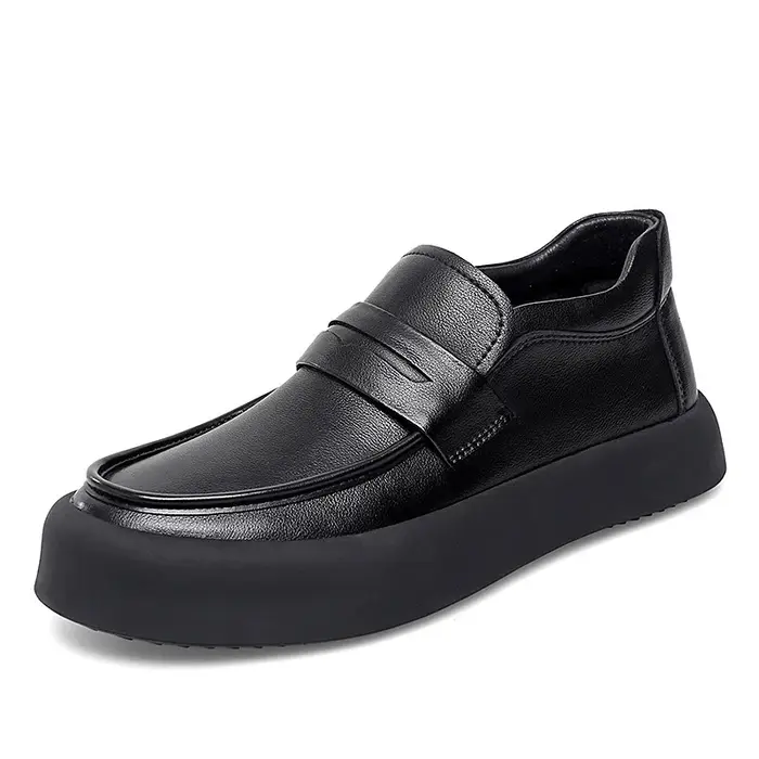 Chaussures en cuir faites à la main pour hommes, mocassins d'extérieur décontractés à enfiler, mocas