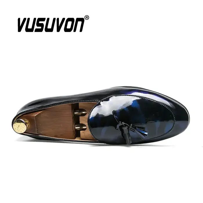 Mode hommes chaussures en cuir verni 37-47 taille garçons mocassins respirants noir doux en plein air décontracté été Mules robe appartements