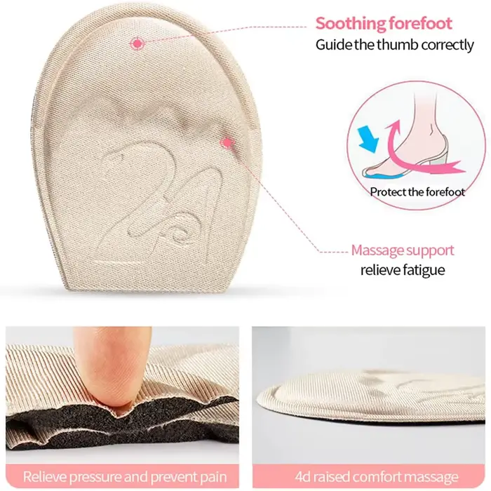 Coussinet avant-pied Semelle antidérapante Orteil Plug Coussin Demi-semelles intérieures pour chauss