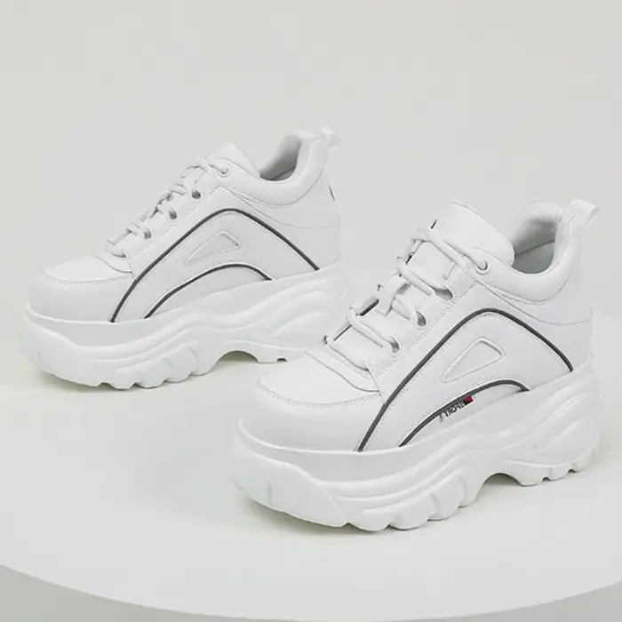 Baskets confortables en cuir souple à lacets pour femmes, chaussures légères et antidérapantes décon