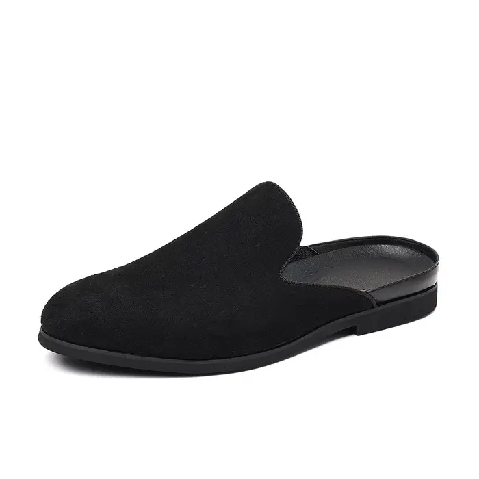 Mules en daim pour homme mocassins pantoufles formelles pour homme chaussures de créateur demi panto