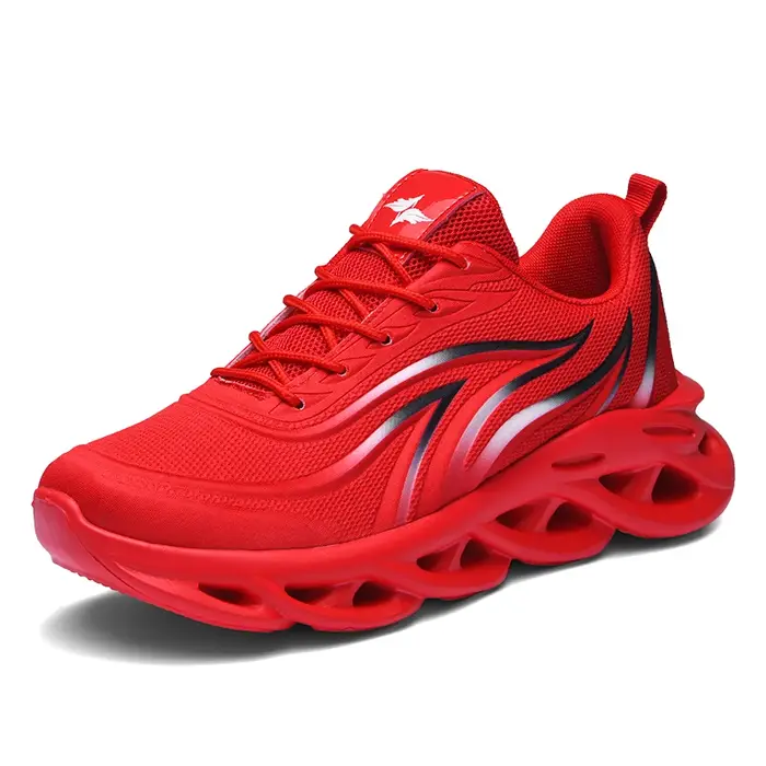 Chaussures de course hommes mode sport athlétique lame amorti baskets tricot Jogging formateurs flamme imprimé chaussure