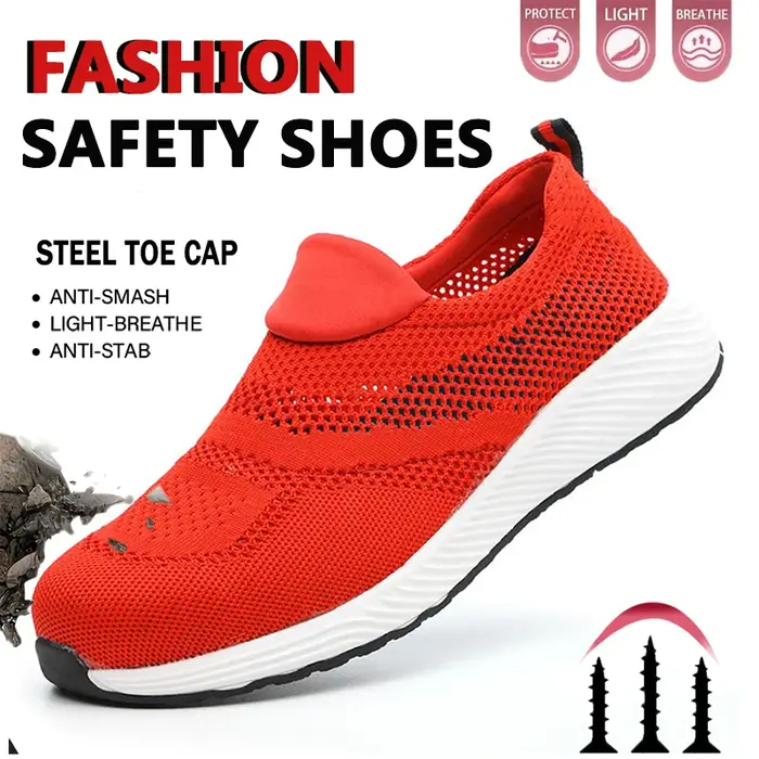 Chaussures de sécurité respirantes pour hommes, bout en acier, semelle renforcée Anti-perforation, c