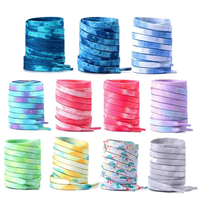 Lacets à teinture par nouage couleurs dégradées pour chaussures de sport bottes baskets patins chaus