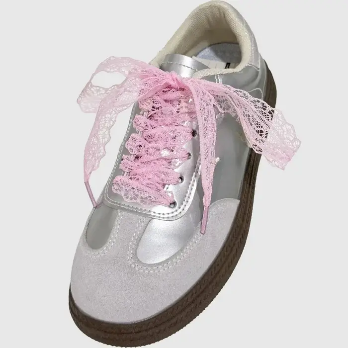Lacets de baskets pour femmes et filles, lacets plats larges et mignons, lacets noirs et blancs, acc