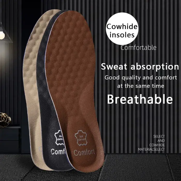 1 paire de semelles intérieures de chaussures en cuir pour pieds