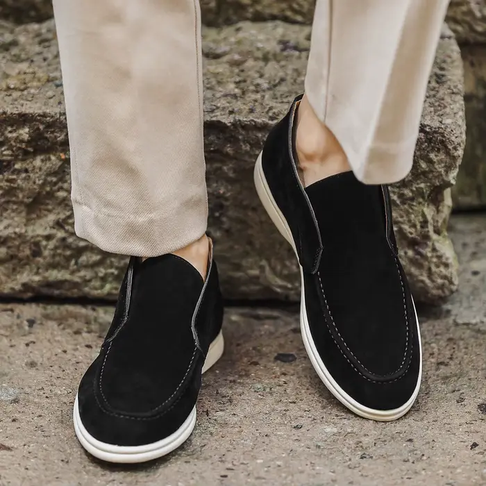 Mocassins taille moyenne pour hommes, chaussures bateau classiques à bout rond, légères, confortable
