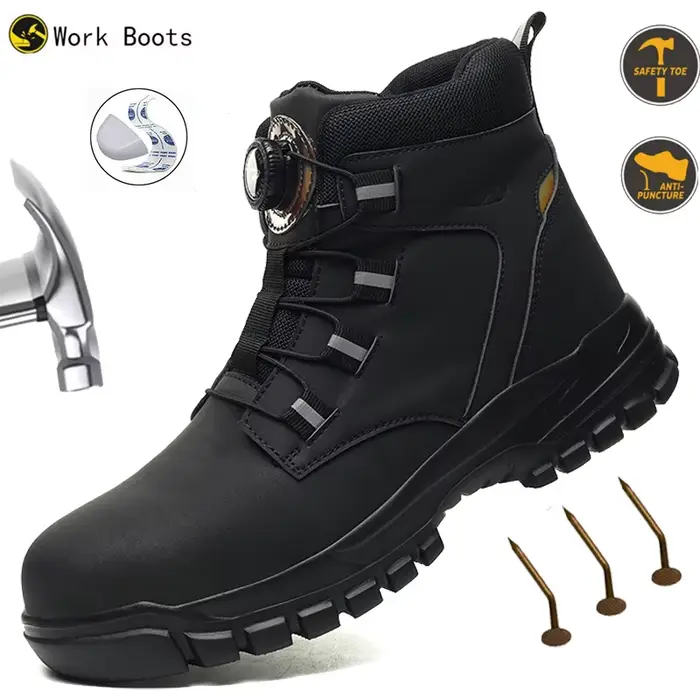 Chaussures de travail à bouton rotatif pour hommes