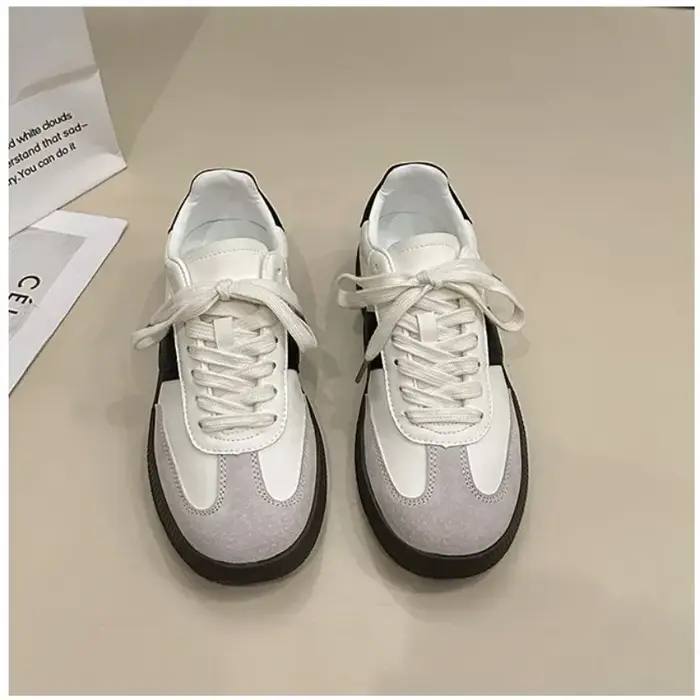 Femmes en cuir en plein air marche baskets décontracté mode sport plate-forme vulcanisé chaussures femme blanc